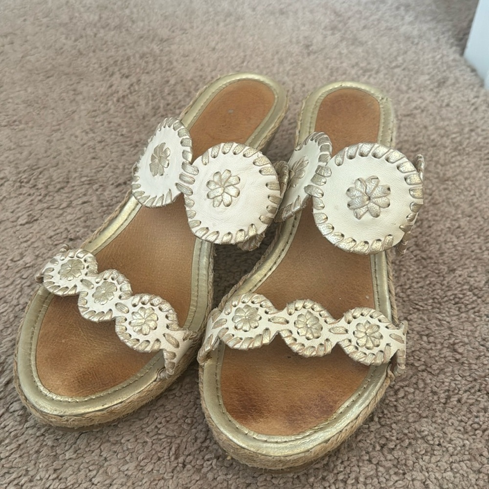 Jack Rogers Wedges (8M - Gold/Tan)